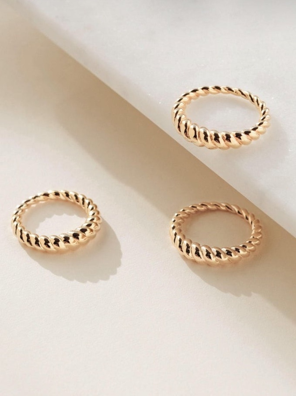Rose Gold over Sterling Silver Stacking Ring Duo — Dome and Twisted Bands - Picture 14 of 14